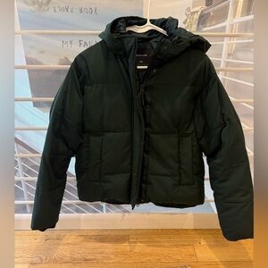 Everlane ReNew Short Puffer Jacket Green Size S Recycled Insulated Winter Coat